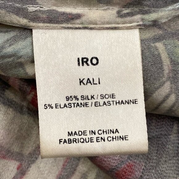 IRO Kali Silk Shirt Dress Womens 6 / 38 Patterned Boho Green Cream Geometric - Picture 4 of 11